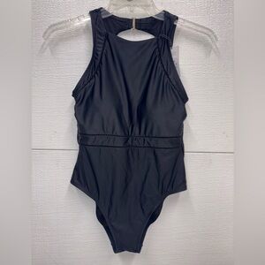 🔴Shade & Shore Black One Piece swimsuit with Plunging V-neckline 8/10